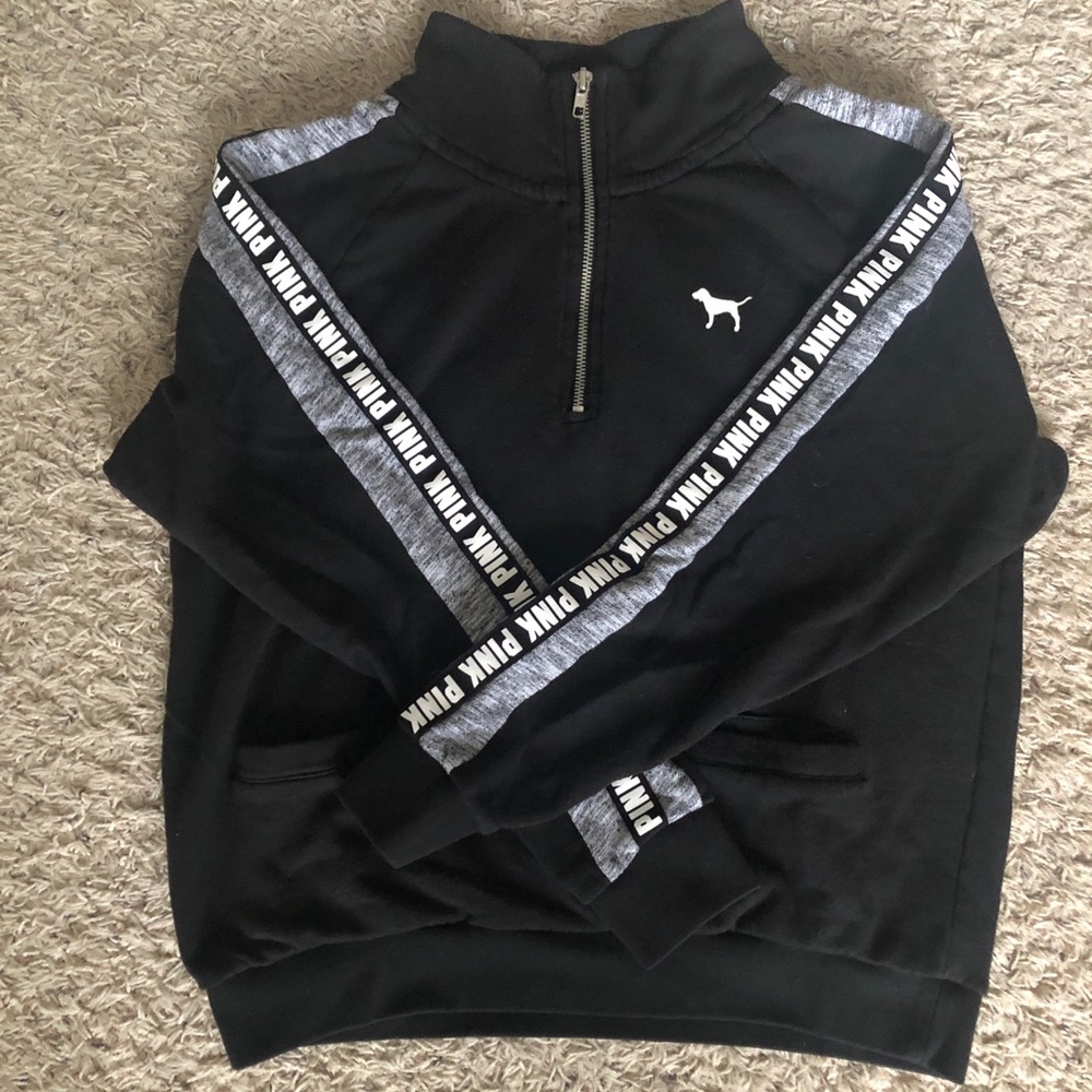 black quarter zip // vs pink